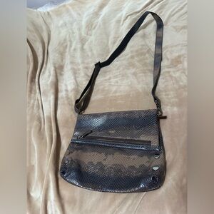 Hammitt Black Brown Snakeskin Crossbody with Adjustable Strap